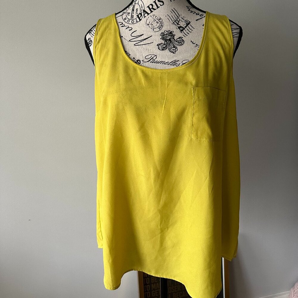Faded Glory Women's Yellow Tank Top - Size L (12-14) - 100% Polyester